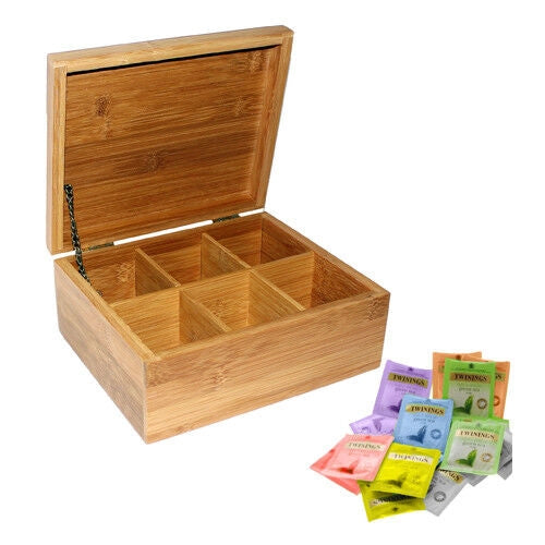 Box Porta Te' Thea Dolci Legno Di Bamboo 6 Posti Scatola Porta Oggetti Cucito