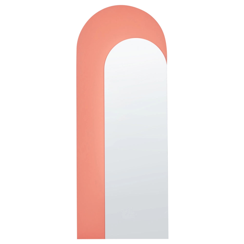 Specchio da parete arancione 55 x 140 cm forma ovale appeso decorazione corridoio