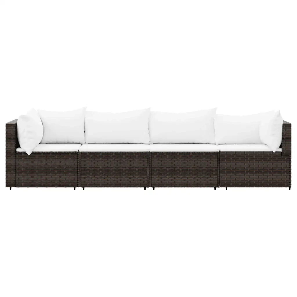 Set Mobili da Giardino 4 pz con Cuscini in Polyrattan Marrone CFW5429581