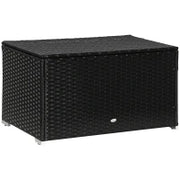 Baule da Giardino in Rattan e Acciaio con Coperchio, 95x60x53cm, Nero