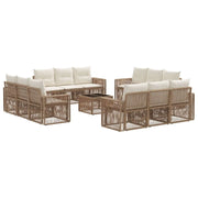 Set Divano da Giardino 13 pcs Beige e Bianco Crema polyrattan