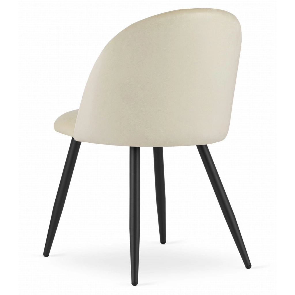 Set di 2 sedie Bello in velluto beige con gambe nere