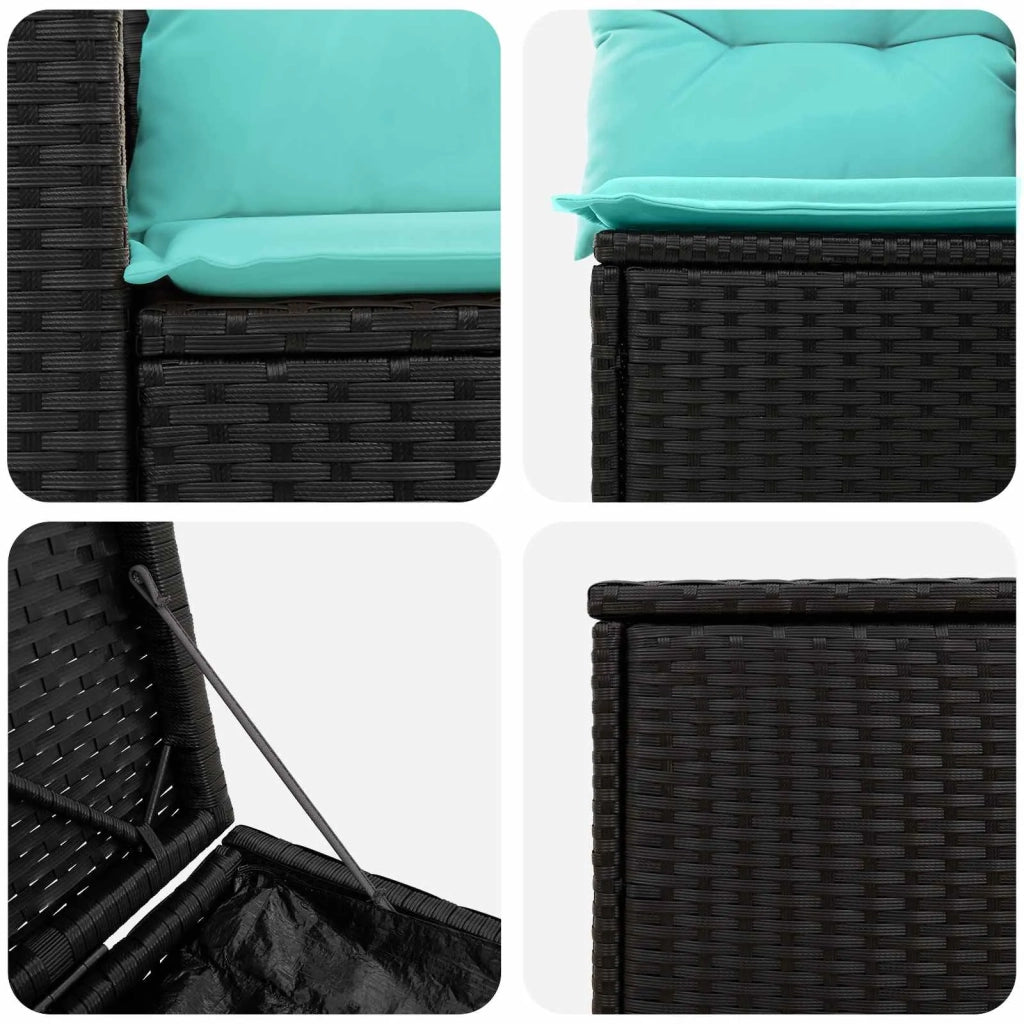 Set di divani 5 pz Nero e Blu Rattan sintetico e Acciaio 3447853