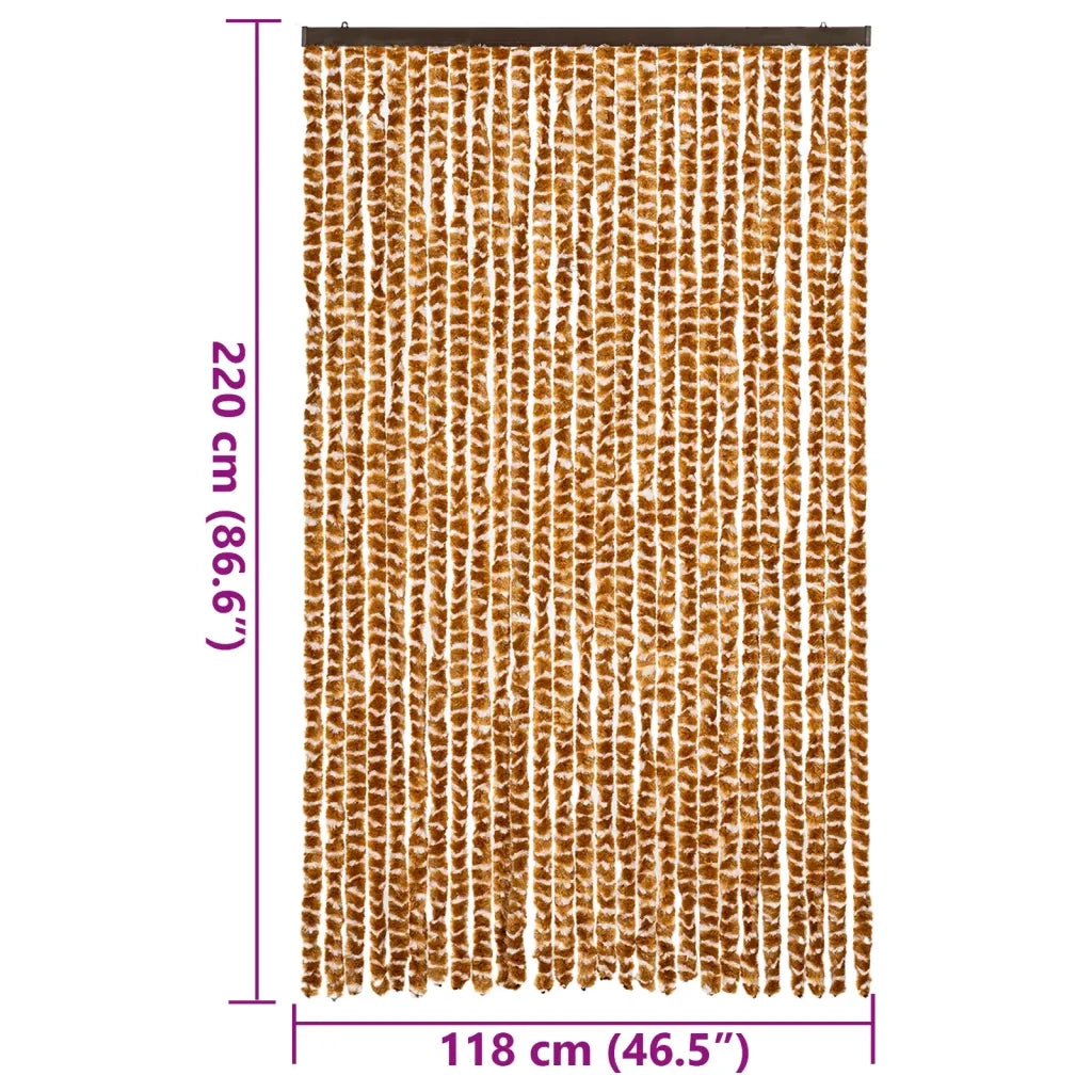 Tenda Antimosche Ocra e Bianca 118x220 cm in Ciniglia CFW6258394