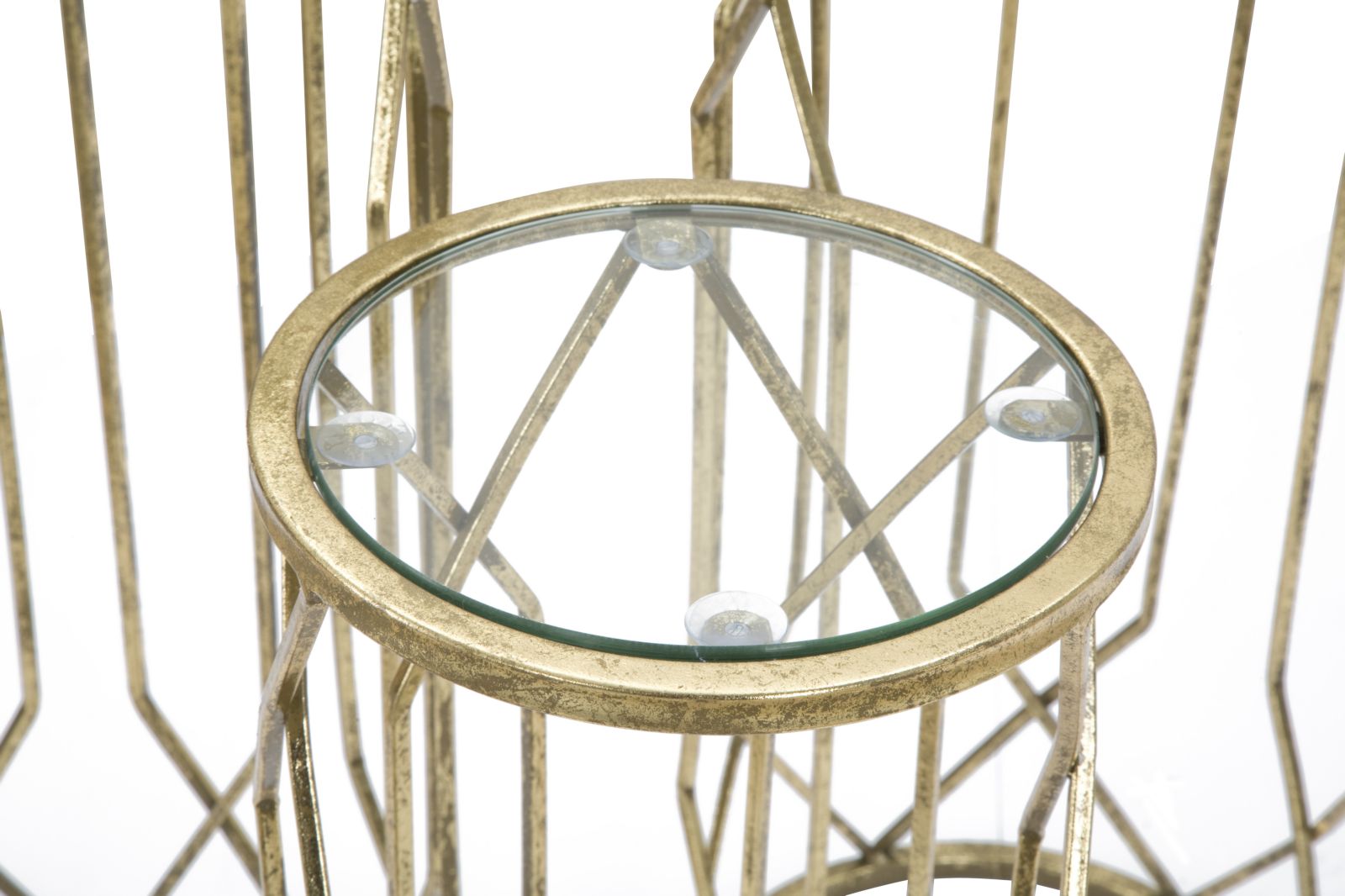 Porta Telefono Tunisi Tris Ø32x71-28x65-23x61 cm in Ferro e Vetro Oro