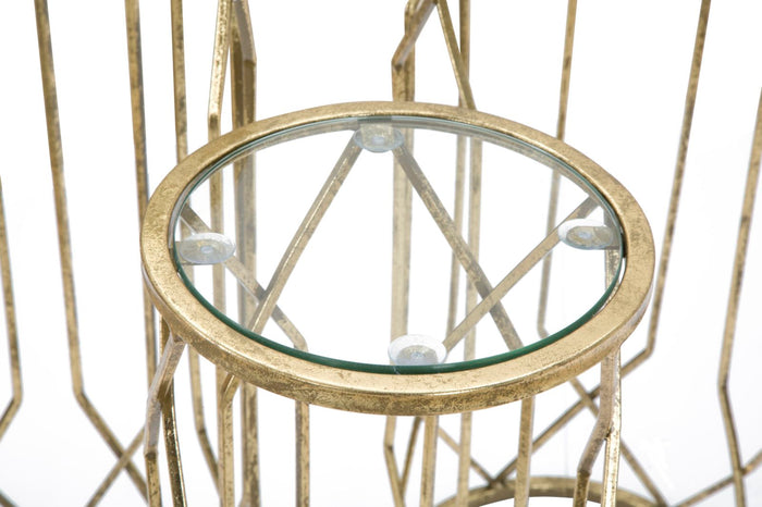 Porta Telefono Tunisi Tris Ø32x71-28x65-23x61 cm in Ferro e Vetro Oro