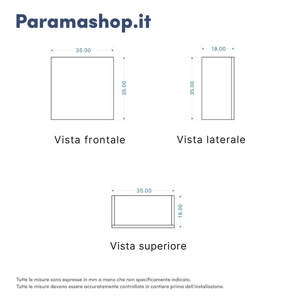 Pensile bagno sospeso 35x35 cm bianco effetto legno reversibile | Yili