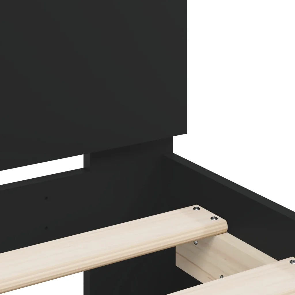 Giroletto con Testiera-Struttura Letto con testiera Nero 160x200 cm in Legno Multistrato