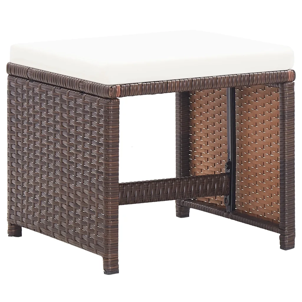 Sgabelli da Giardino 2 pz con Cuscini in Polyrattan Marrone CFW4013194