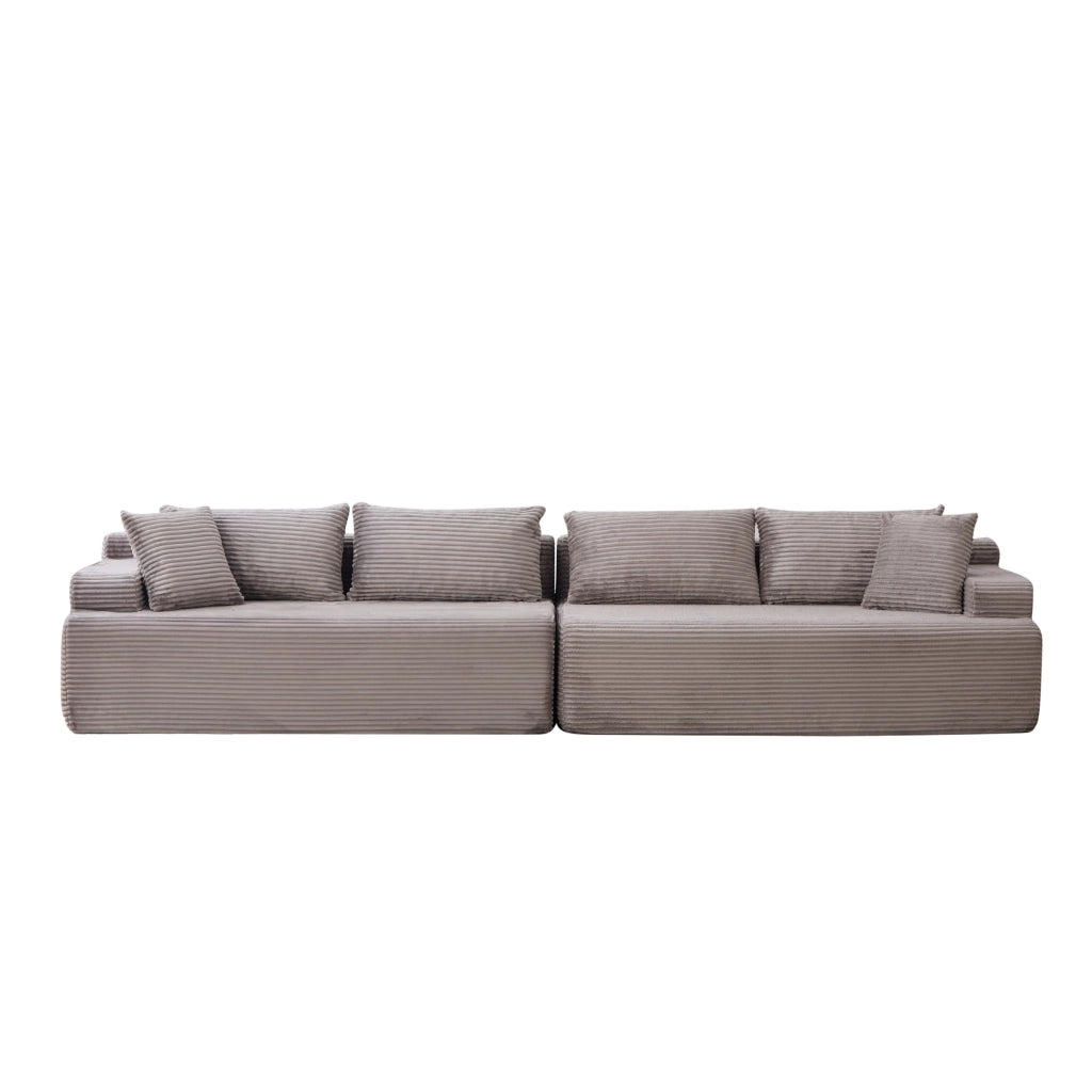 Divano con chaise longue e cuscino incluso in ciniglia grigio
