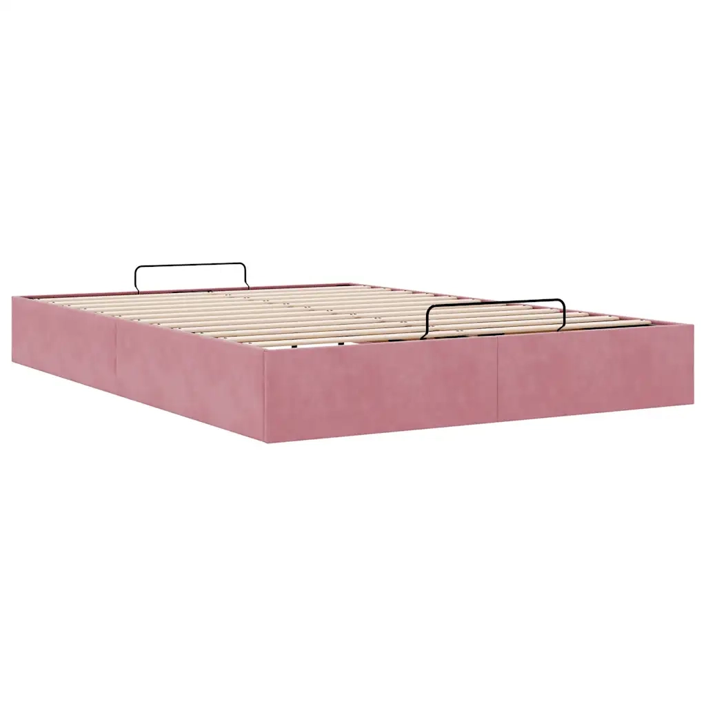 Struttura Letto Pouf senza Materasso Rosa 140x190 cm in Velluto 3310966