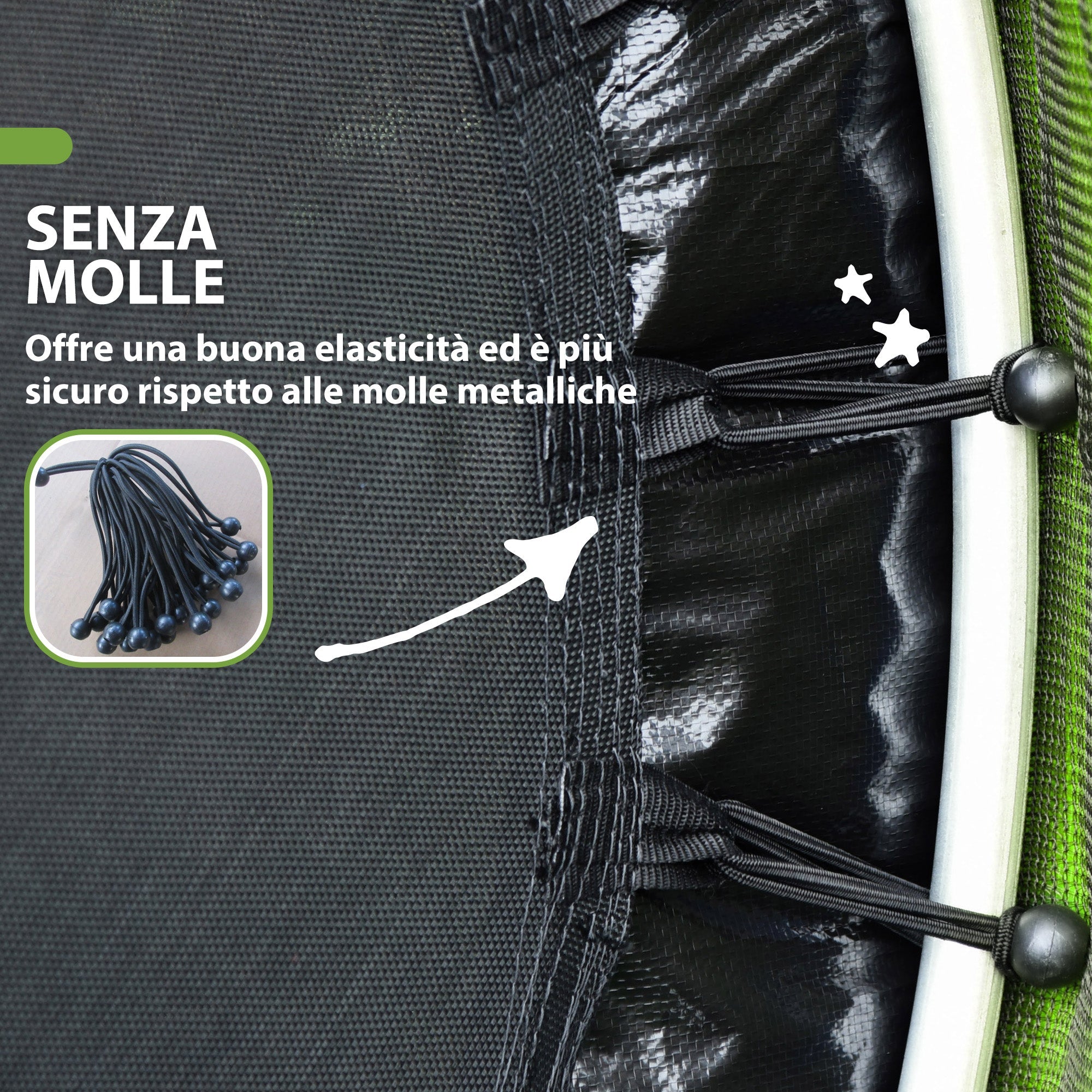 Tappeto Elastico per Bambini 3-6 Anni Ø140x190 cm con Rete di Protezione Verde e Nero