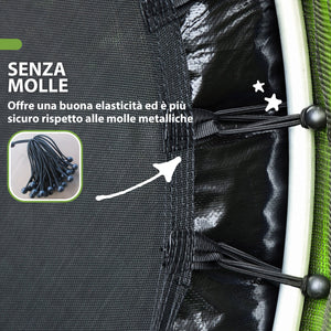 Tappeto Elastico per Bambini 3-6 Anni Ø140x190 cm con Rete di Protezione Verde e Nero