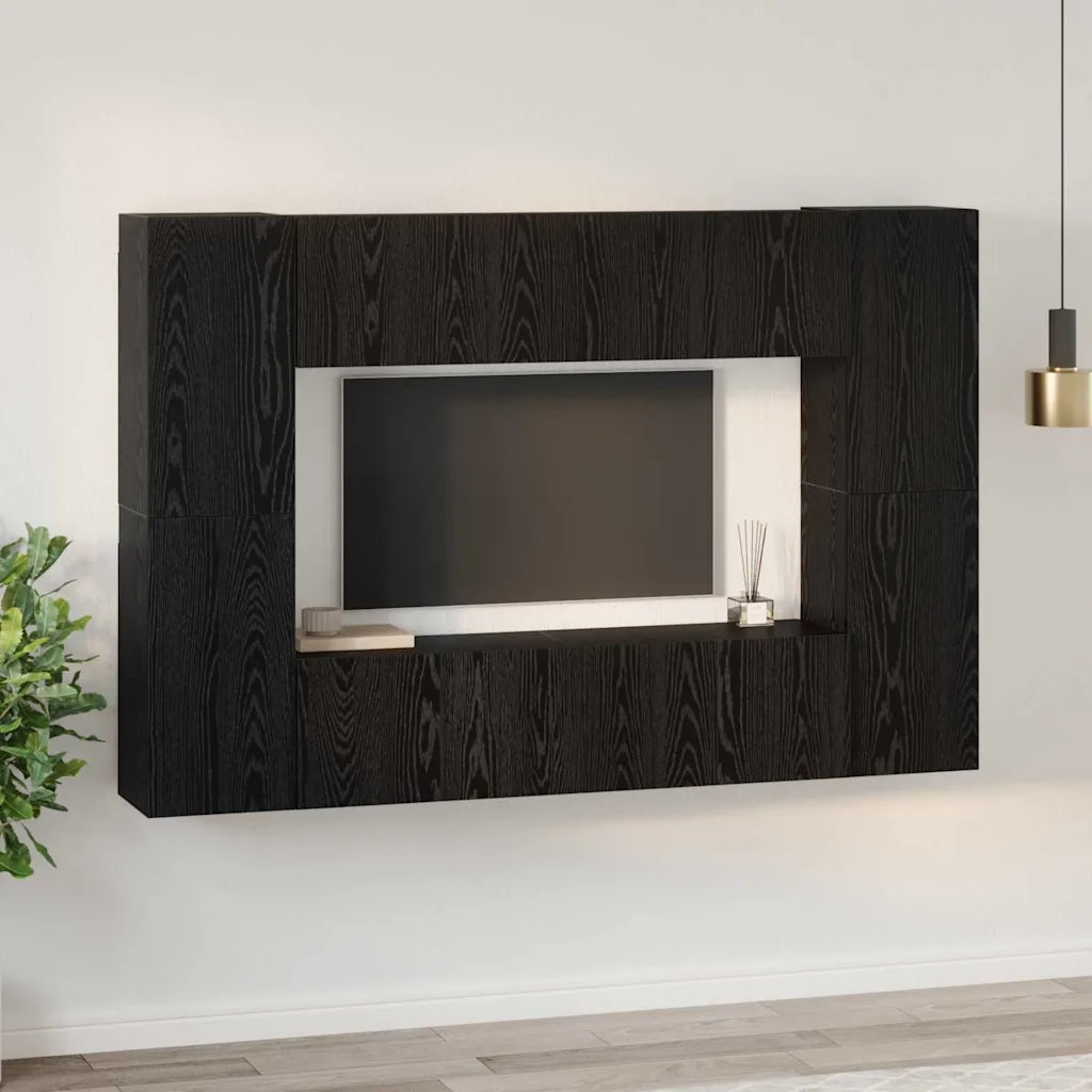 Set mobile TV 8 pcs Rovere Nero Legno multistrato 3393376
