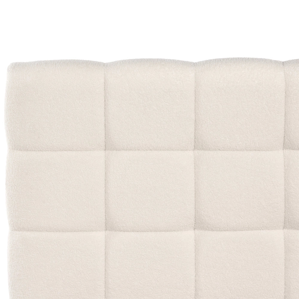 Letto imbottito in bouclé bianco sporco 180 x 200 design scandinavo testata morbida