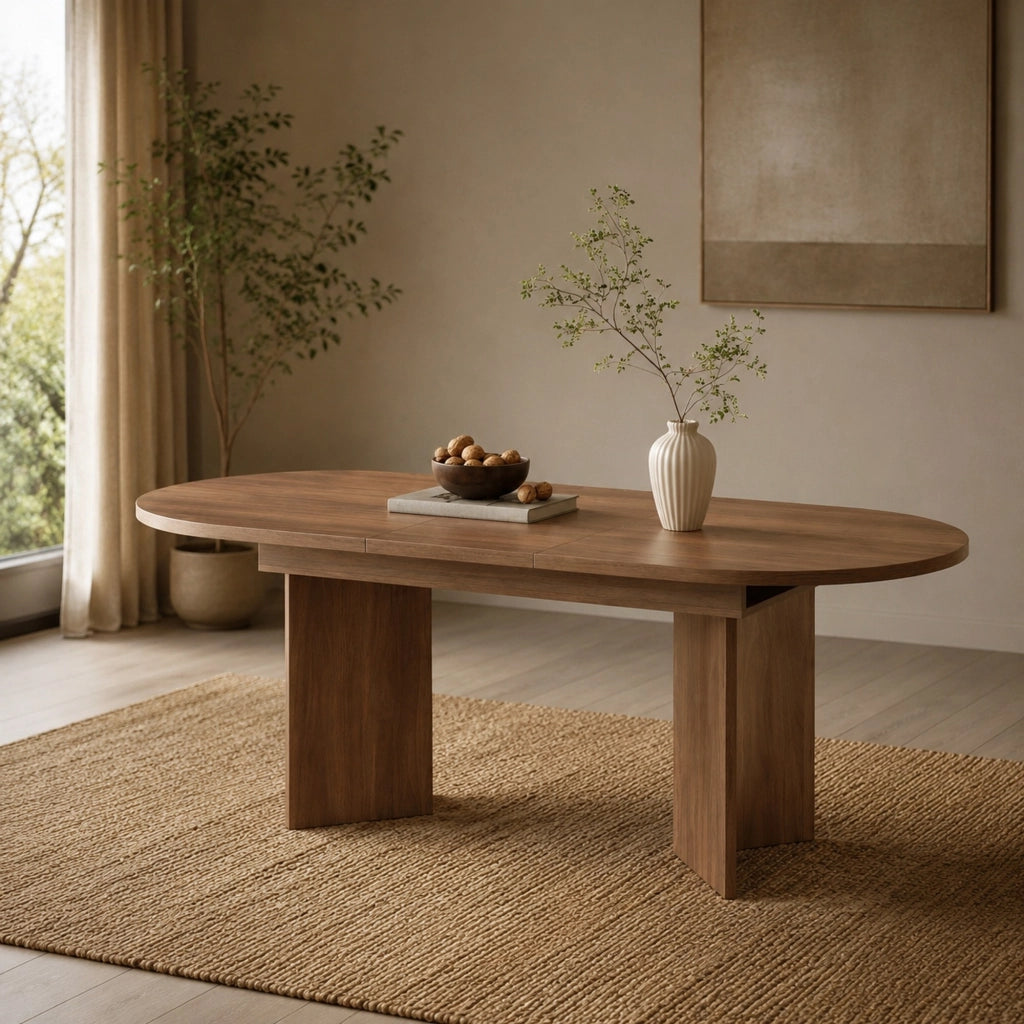 Tavolo da pranzo allungabile 180 x 90 x 75 cm in MDF; noce