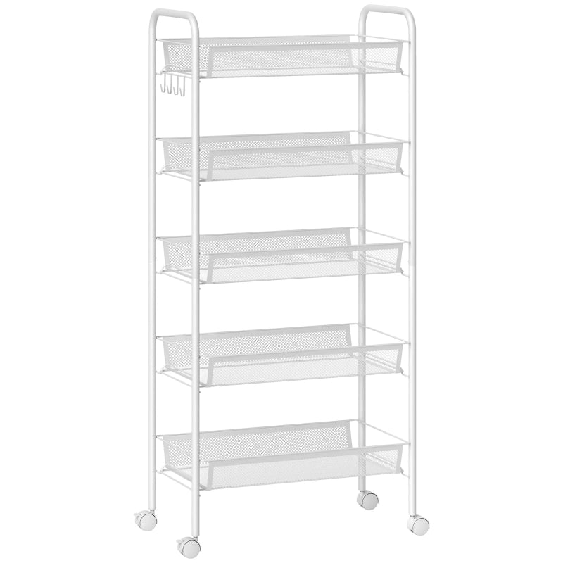 CARRELLO DA CUCINA A 5 CESTELLI 45 x 26,5 x 106 cm Acciaio Bianco