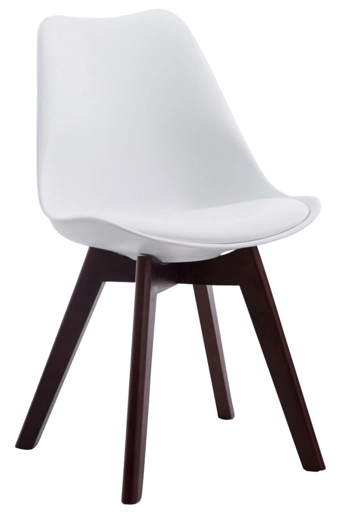 Sedia Borneo in similpelle bianco,noce