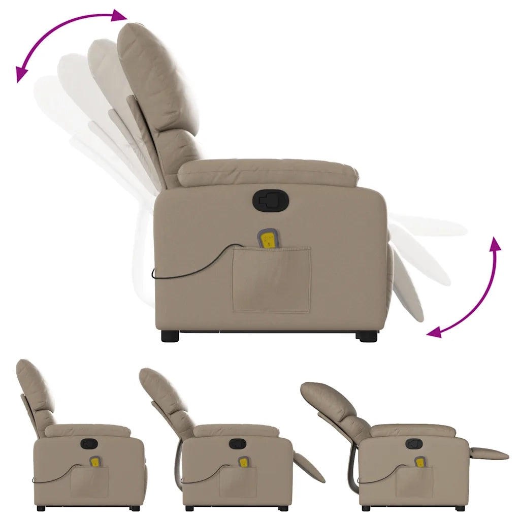 Poltrona Alzapersone Massaggi Reclinabile Cappuccino Similpelle 3204899