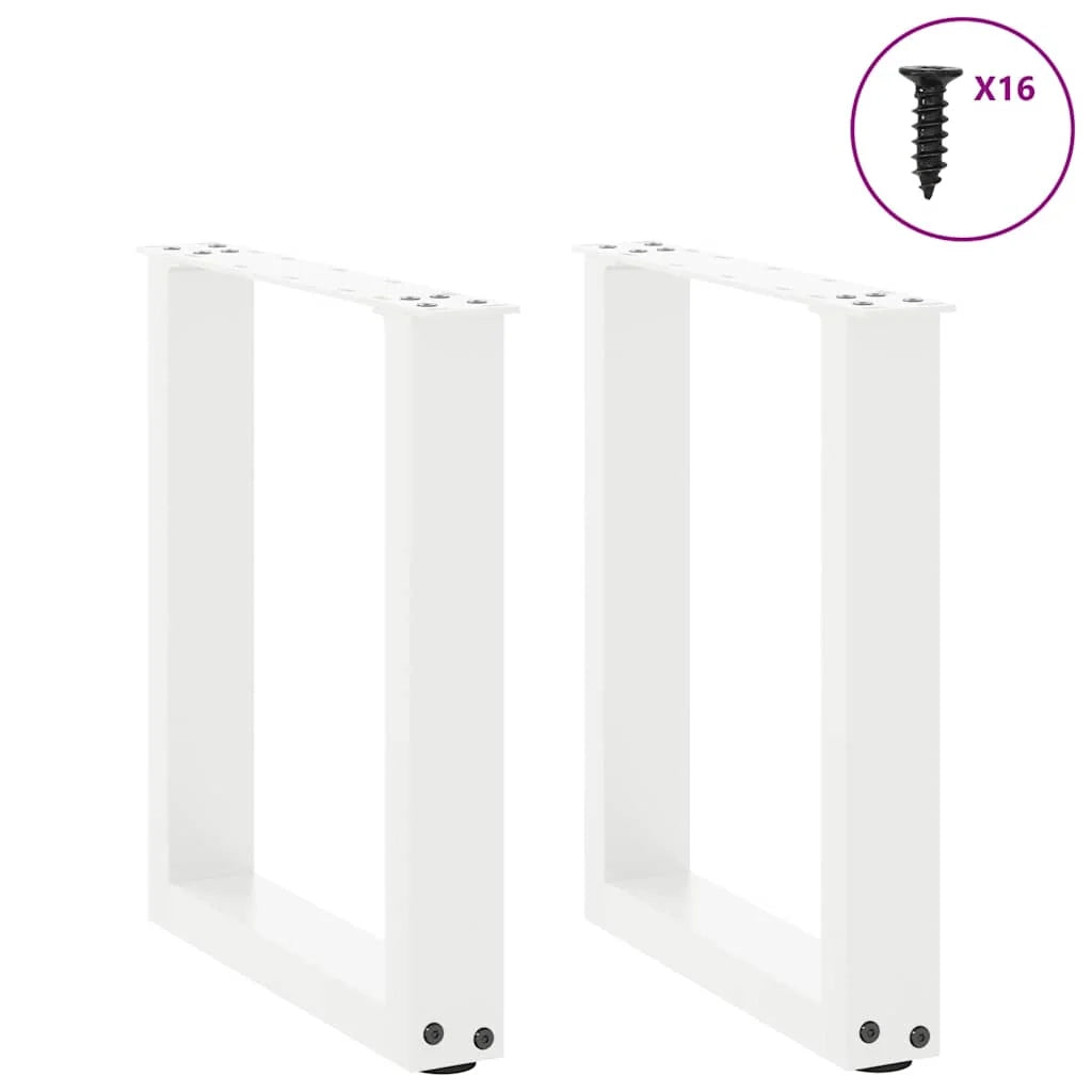 Set di 2 gambe per tavolino da caffè a forma di U con piedini regolabili 28 x 42 cm design moderno acciaio bianco 02_0057389