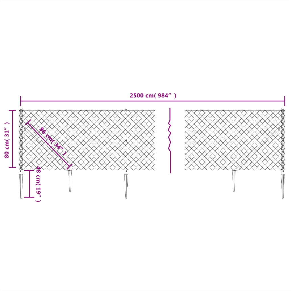 Recinzione da Giardino | Recinzione a Rete con Picchetti Ancoraggio Verde 0,8x25 m