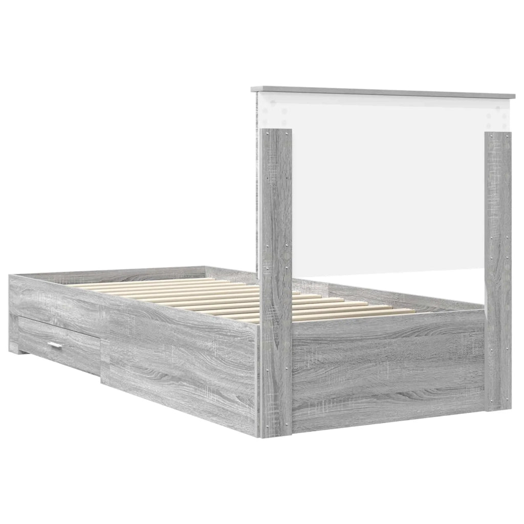 Struttura del letto con testiera Grigio Sonoma 100 x 200 cm