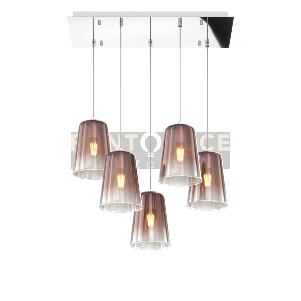 SOSPENSIONE CROMO RETTANGOLARE 5 LUCI RAME 1164CR-S5 R-RA