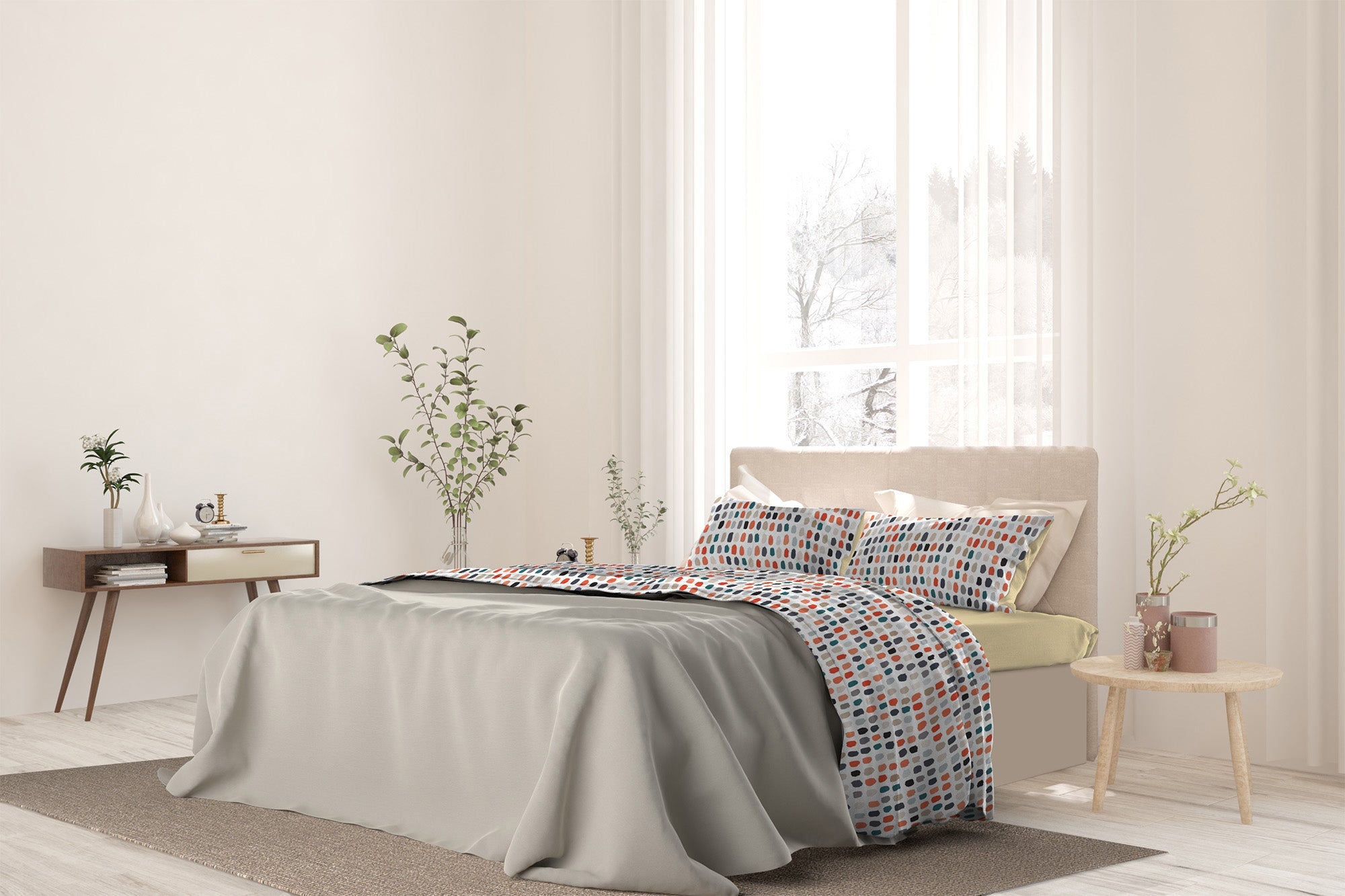 Set Lenzuola Singolo con Stampa Sopra Sotto e Federe Sketch