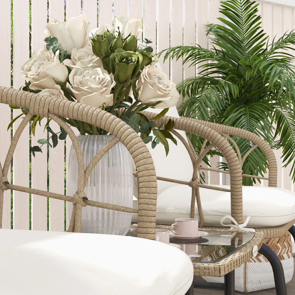 Set Sedie a Dondolo Bistro ¨C zephmum ¨C Polyrattan Creme 2 Pezzi