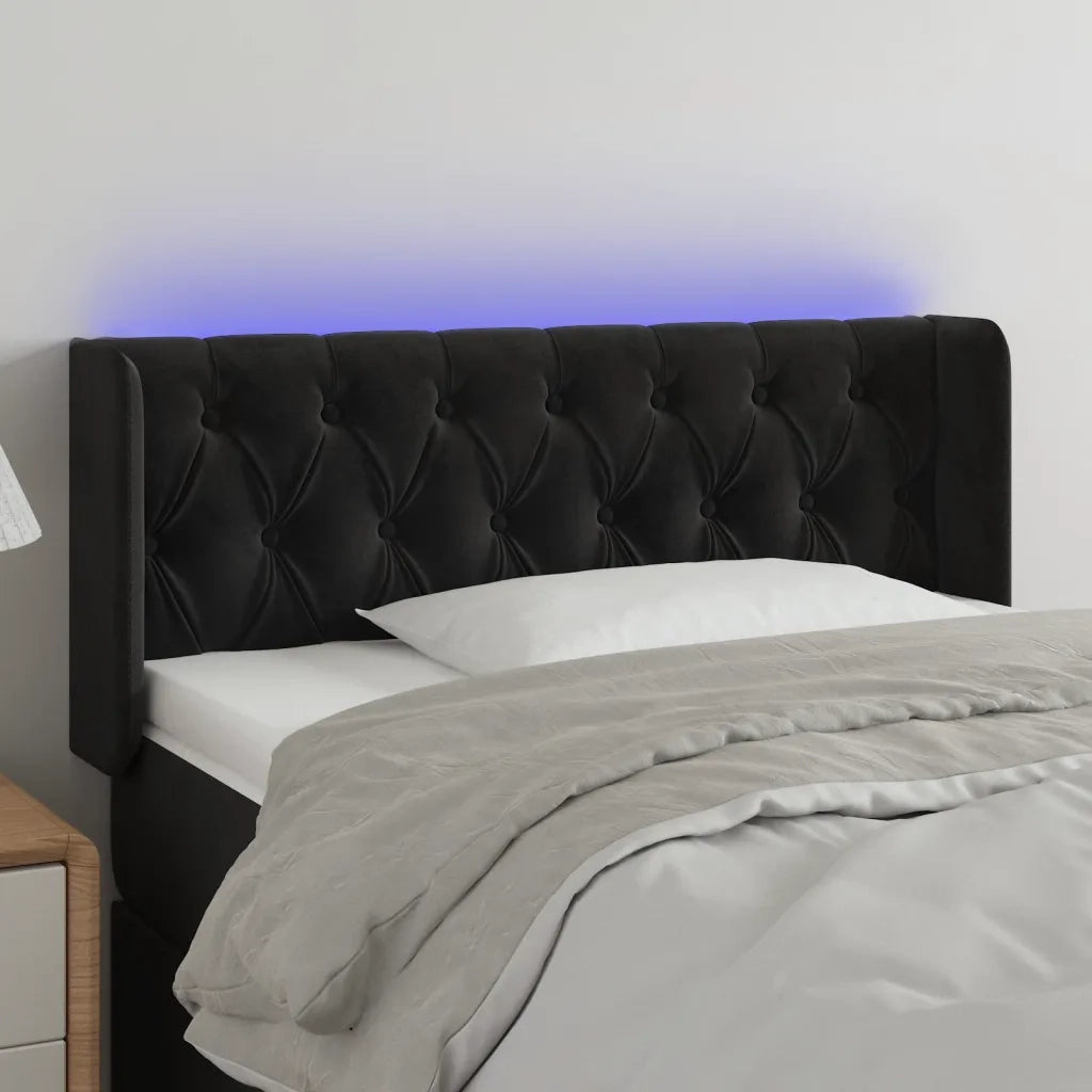 Testiera | Testata a LED Nera 93x16x78/88 cm in Velluto