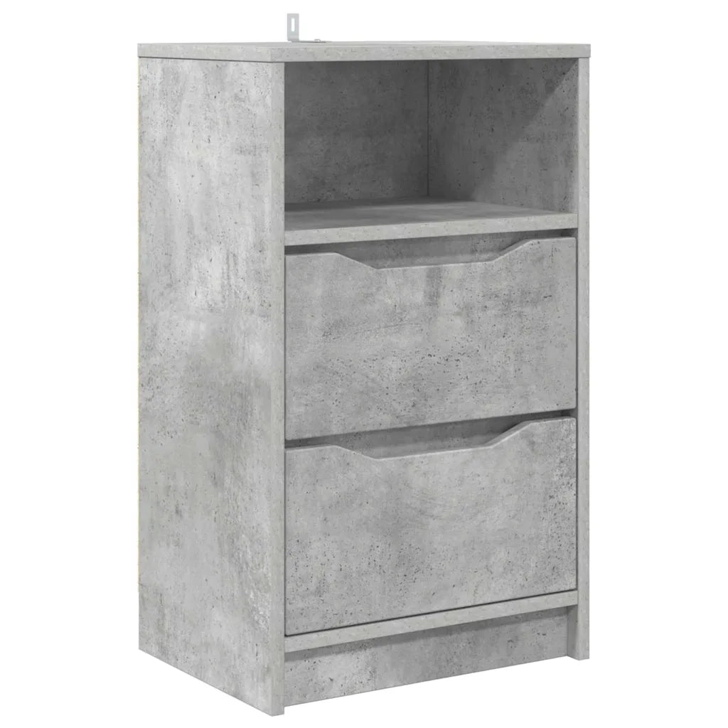 Comodino | Armadio da Notte | Mobiletto da notte Grigio cemento 40 x 30 x 467 cm Legno multistrato