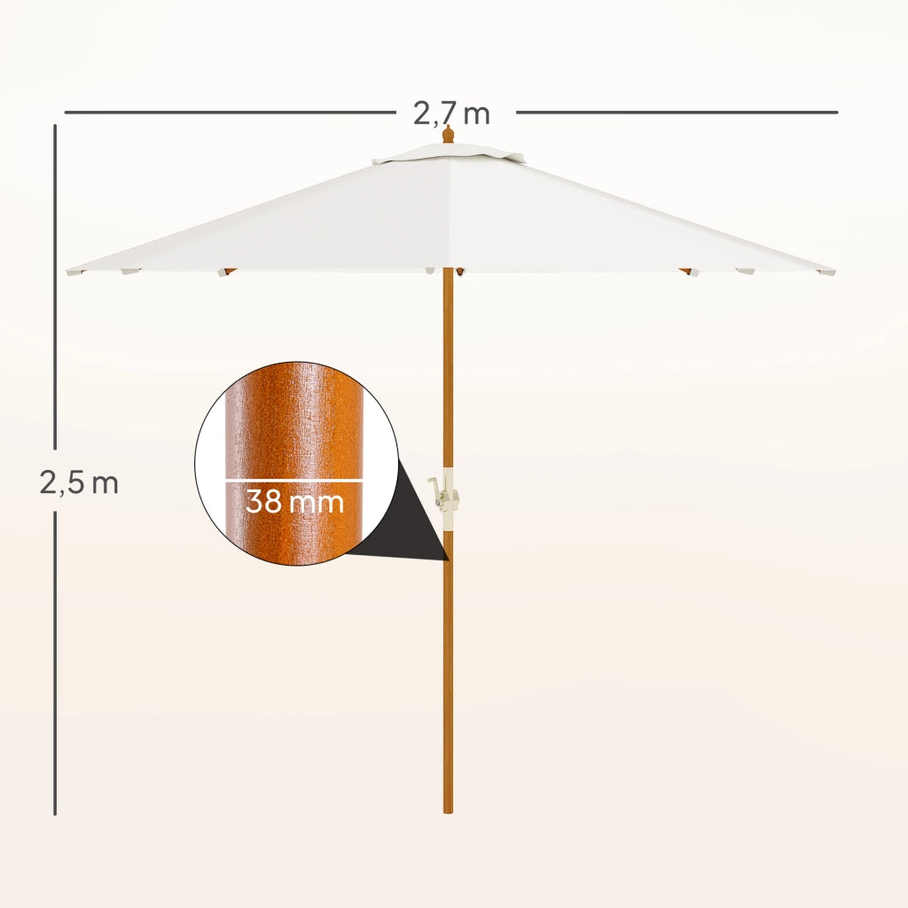 Parasole in legno Parasol Giardino di parasole in legno Parasol Balcone Parasole 2;5 m Crema