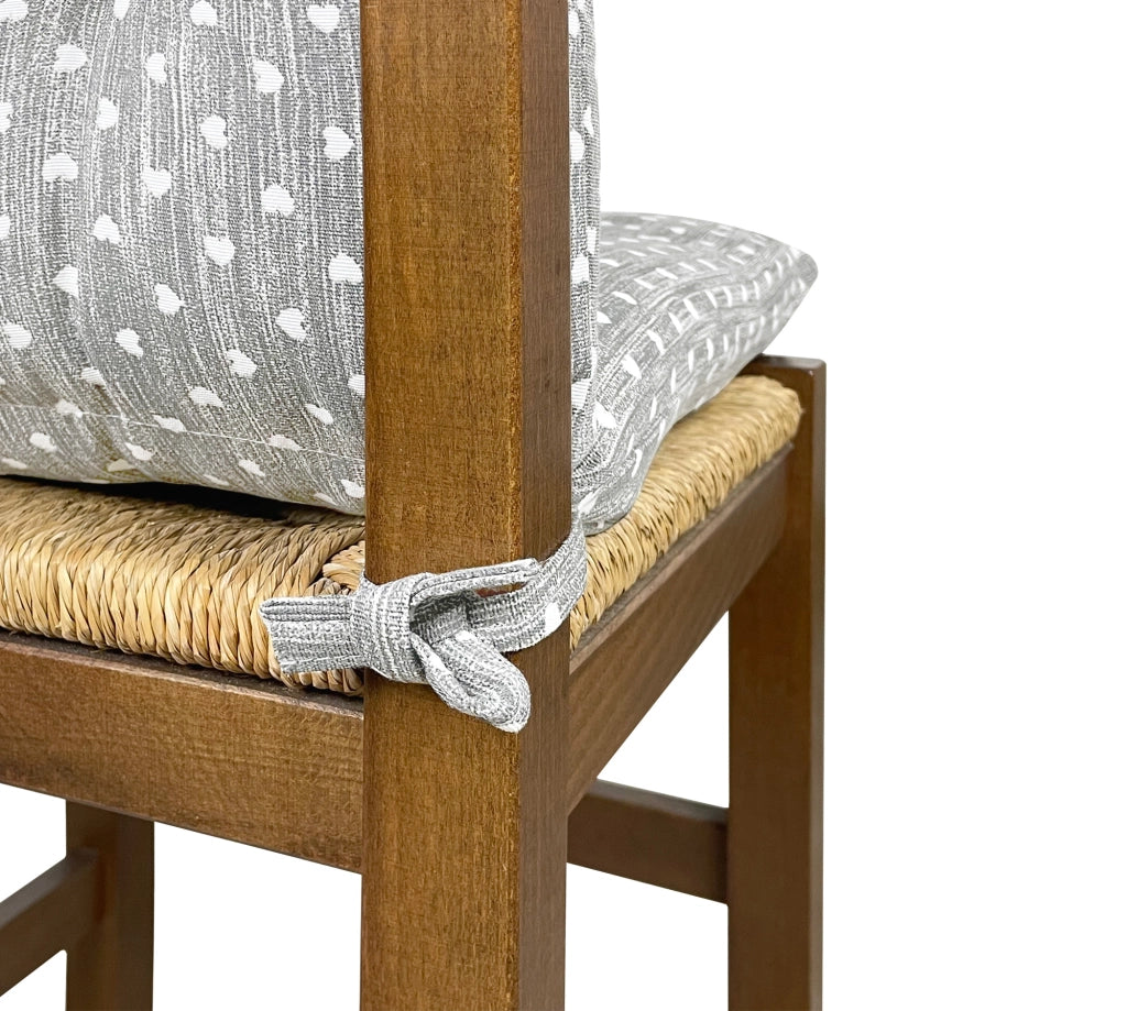 Set Cuscini Sedia Con Schienale Imbottiti Con Laccetti Banda Elastica 40 x 80 Cm CuoricinoGrigio - 6 Pezzi