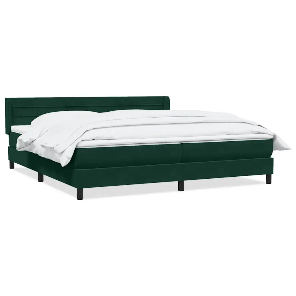 Giroletto a Molle con Materasso Verde Scuro 180x220 cm Velluto