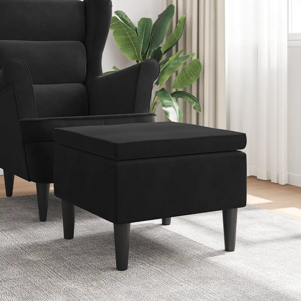 Poggiapiedi con Gambe in Legno Nero in Vellutocod mxl 94548