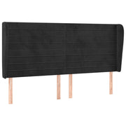 Testiera | Testata ad Orecchio Nera 183x23x118/128 cm in Velluto