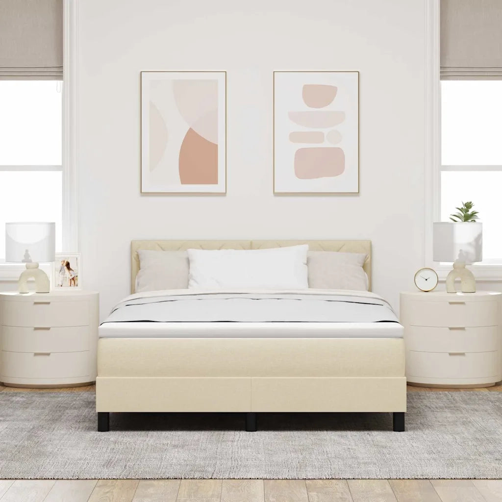 Letto a molle con cuscino Crema 160 x 200 cm Tessuto 3338781
