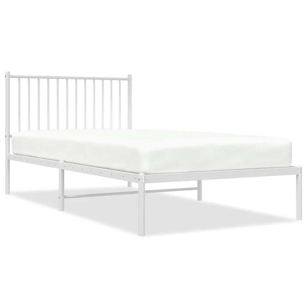 Giroletto con Testiera-Struttura Letto con testiera Metallo Bianco 100x200 cm 849366