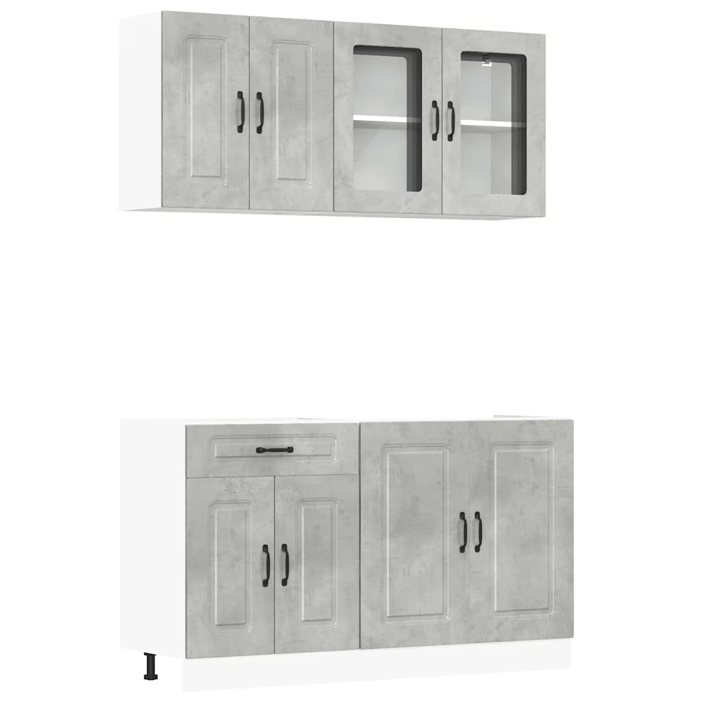 vidaXL Set Mobili da Cucina 4 pz Kalmar Grigio Cemento in Truciolato