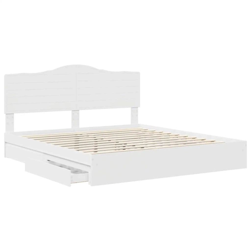 Letto con Contenitore Bianco 180 x 200 cm Legno multistrato