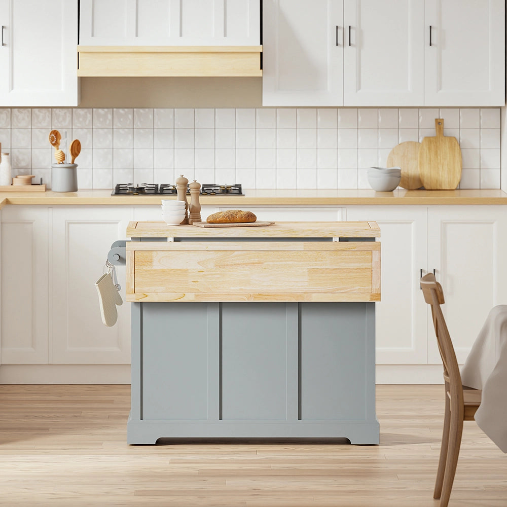 SoBuy | Isola cucina grigia con 4 ruote girevoli | Carrello per cucina con 4 ante e 2 cassetti | Penisola da cucina in MDF verniciato | 107×71×92 cm | Capacità di carico 98 kg | FKW71-III-HG
