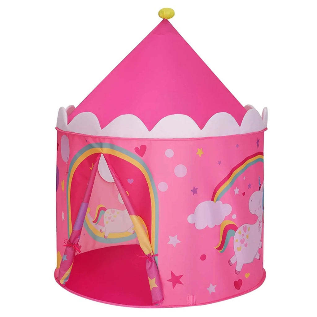 Tenda da gioco per bambini castello tenda pop-up portatile con borsa per il trasporto idea regalo per interni ed esterni rosa e giallo 12_0002288