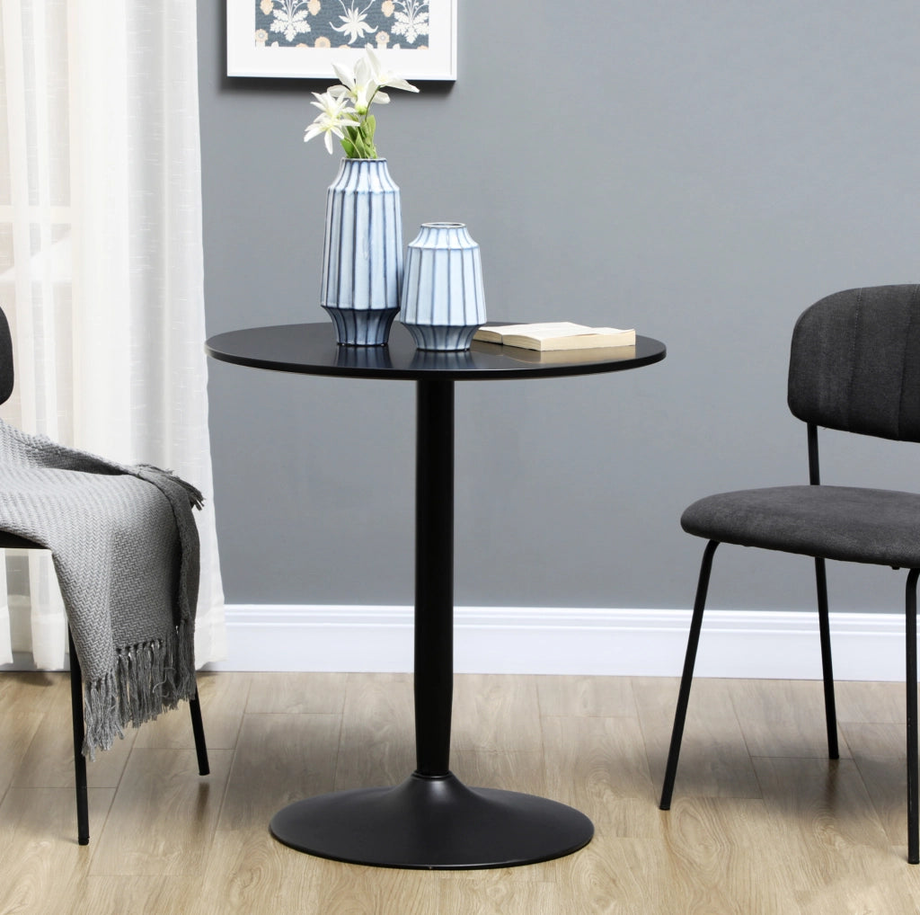 Tavolo rotondo nero 70 cm – compatto, per 2 persone, da montare