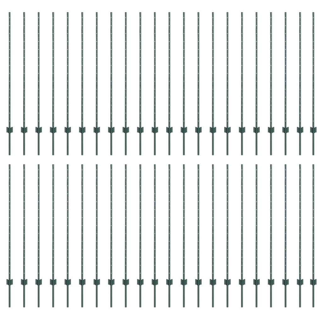 Pali per Recinzione 44 pz U-Channel Verde 180 cm Acciaio