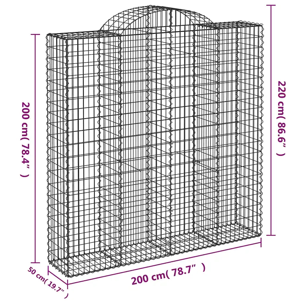 Cesti Gabbioni ad Arco 9 pz 200x50x200/220 cm Ferro Zincato 3146432