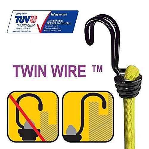 Master Lock MLK3107E Cavi Elastici con Ganci Twin Wire Set 12 Pezzi 60 80 100 cm Carico Max 40 Kg
