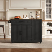 Isola da cucina mobile con piano ribaltabile, ruote bloccabili, credenza portaoggetti e vano rifiuti nascosto, 130x70x93 cm