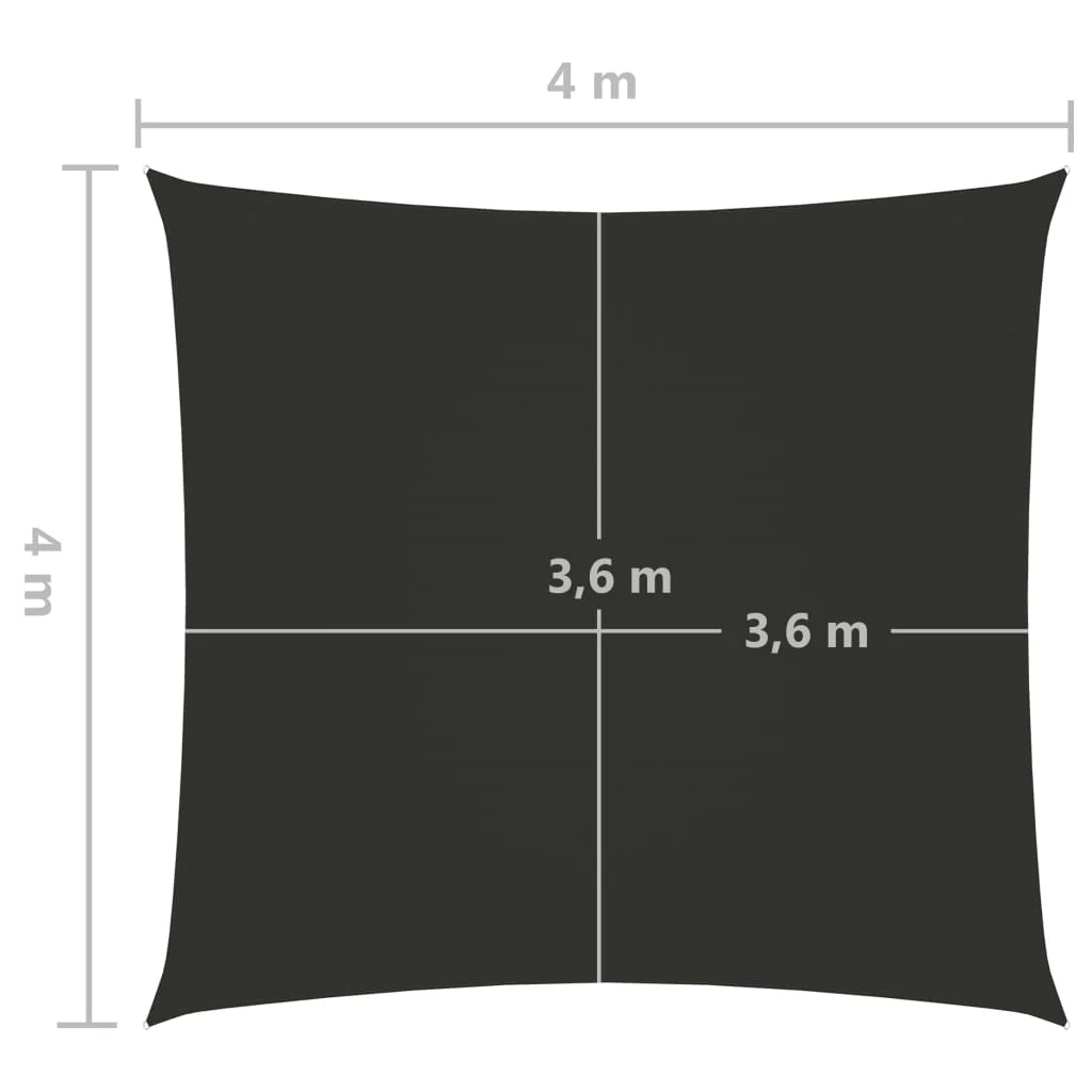 Vela ombreggiante/ombrellone quadrato 4 x 4 m in tessuto Oxford antracite 02_0009503