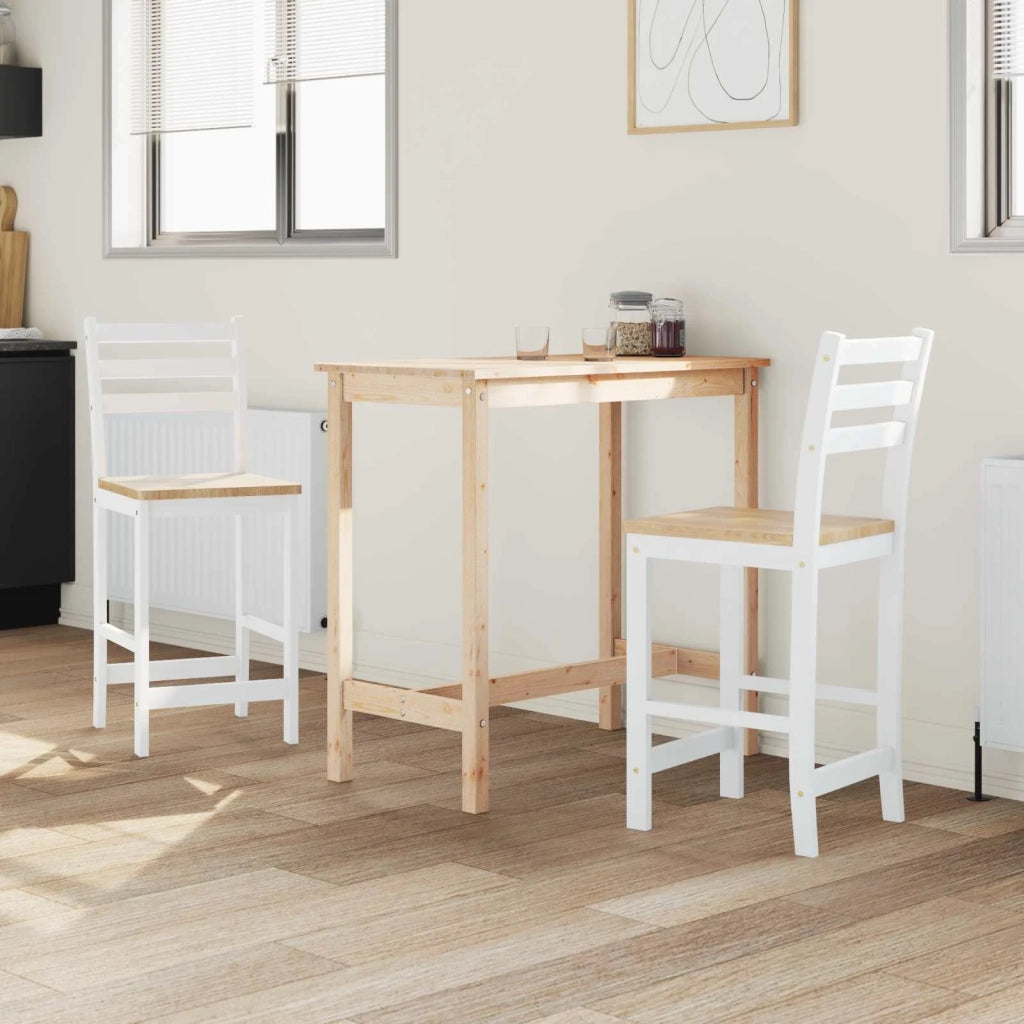 Sedie da pranzo 2 pcs Legno di gomma solido Bianco