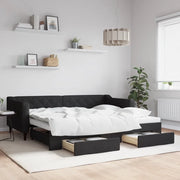 Divano Letto Estraibile con Cassetti-Sofa Letto-Daybed Nero 90x200 cm in Tessuto 636668